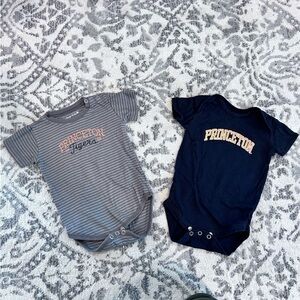 (2) College Kids Princeton University Size 6M Infant Short-Sleeve Bodysuits